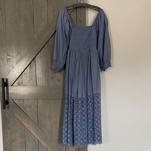Free people Blue Smocked Maxi Dress